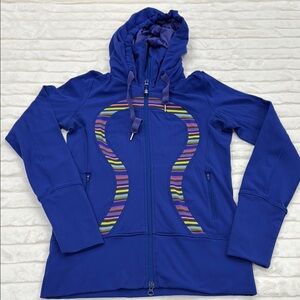 Lululemon Rainbow Stripe Royal Blue Stride Jacket Women’s Size 6